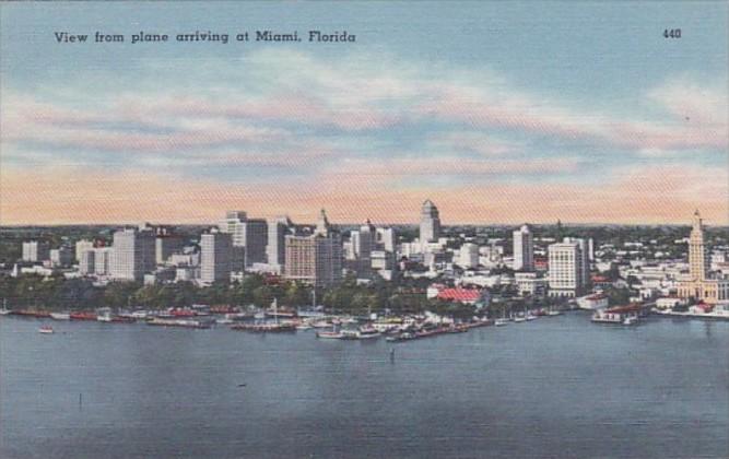 Florida Miami Aerial View From Plane Arriving At Miami 1952