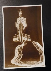 Mint England Royalty Postcard RPPC HM Majesty King George VI Coronation Robes