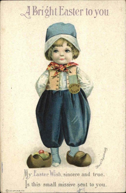 Ellen Clapsaddle Easter Little Dutch Boy Eggs in Shoe Int'l Art c1910 Postcard