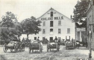 Reproduction Postcard; Ashland Flour Mills in 1890, Ashland OR Horses & Wagons