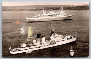 RPPC  New York Harbor  HRH Princess Beatrix  Royal Netherlands Navy   Postcard