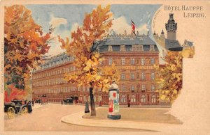 Leipzig Saxony Germany birds eye view Hotel Hauffe antique pc BB1408