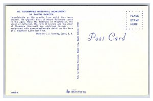 Mount Rushmore National Monument South Dakota Postcard