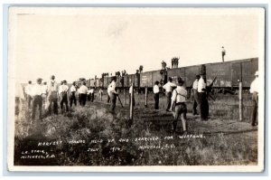 1916 Harvest Hands Held Up Searched For Weapons Mitchell SD RPPC Photo Postcard