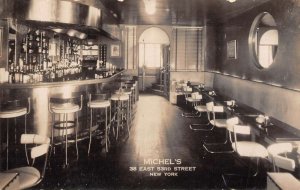 New York City Michell's Restaurant Bar Interior Real Photo Postcard AA31526