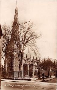 SHREWSBURY SHROPSHIRE UK  ST MARY'S CHURCH PHOTO POSTCARD c1931