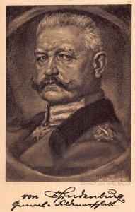 A089 Charity for Prussia Painting Portrait of von Hindenburg vintage postcard