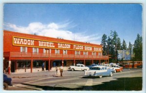 LAKE TAHOE, Stateline, CA-NV ~ Casino WAGON WHEEL SALOON 1950s Cars Postcard