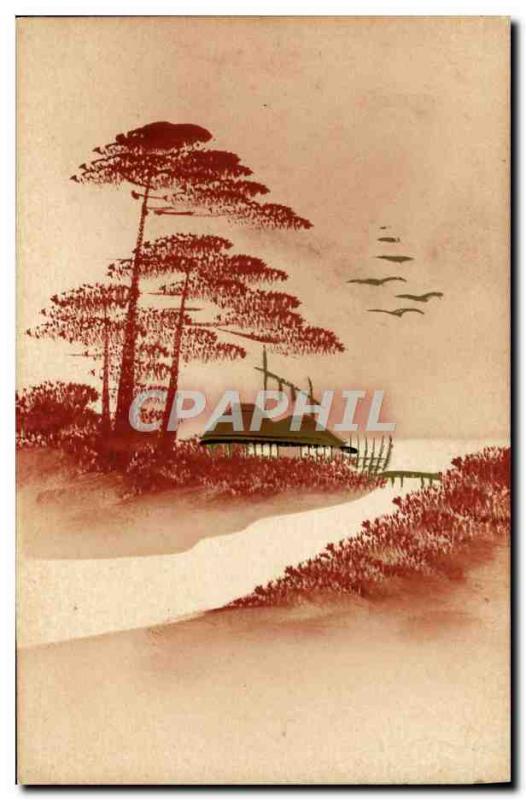 Old Postcard Japan Nippon trees