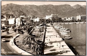 Parcial Del Puerto Acapulco Gro Mexico Boats Buildings Real Photo RPPC Postcard