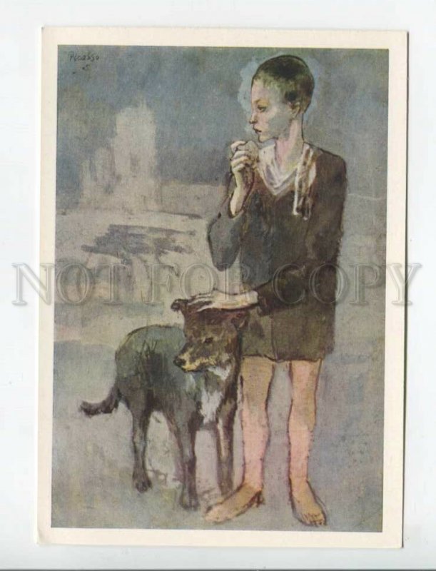 469426 USSR 1962 year Hermitage Pablo Picasso boy with dog postcard