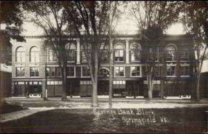 Springfield VT Savings Bank Block c1910 Real Photo Postcard