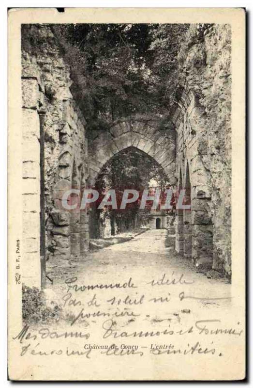 Old Postcard Chateau de Coucy The entrance