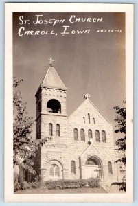 Carroll Iowa IA Postcard RPPC Photo St. Joseph Church c1910's Unposted Antique