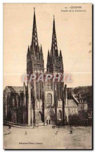 Old Postcard Quimper Facade of the Cathedral