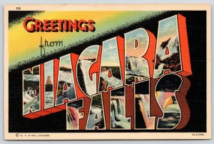 Niagara Falls New York~Large Letter Linen Postcard~Black Back~1935 Curt Teich