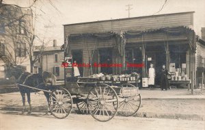 OH, Massillon, Ohio, RPPC, General Store, Edward L Hering Horsedrawn Wagon