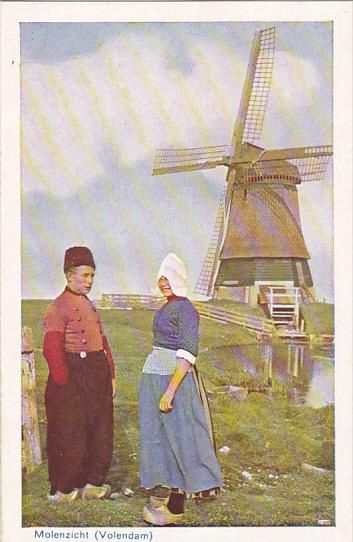 Netherlands Volendam Molenzicht Windmill Couple In Local Costume