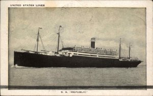 United States Lines SS Republic Steamer Ship Passenger Msg Vintage Postcard