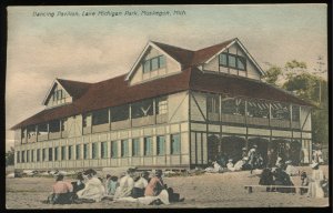 Dancing Pavilion, Lake Michigan Park, Muskegon, Michigan. MI. 1908 postcard