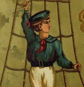 Kendall MFG Co Soapine Soap Young Sailor Boy Ropes Ship Home In Clouds F75