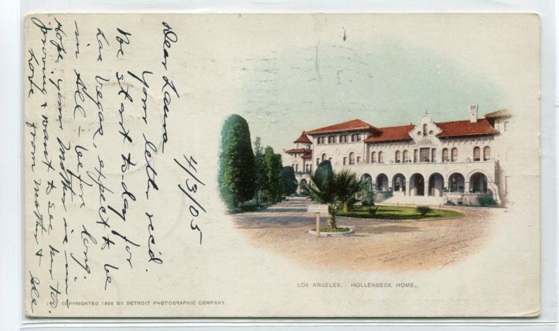 Hollenbeck Home Los Angeles California 1905 Private Mailing Card postcard