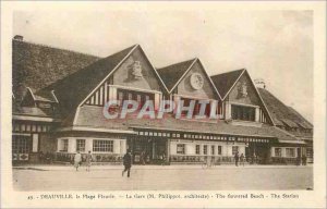 Old Postcard Deauville La Plage Fleurie La Gare (M architect Philippot)