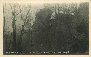 1930s Leaning Tower Smiths Park Mt Carroll Illinois RPPC Photo Postcard