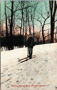 Canada Ontario Toronto Ski-ing in High Park Vintage Postcard C162