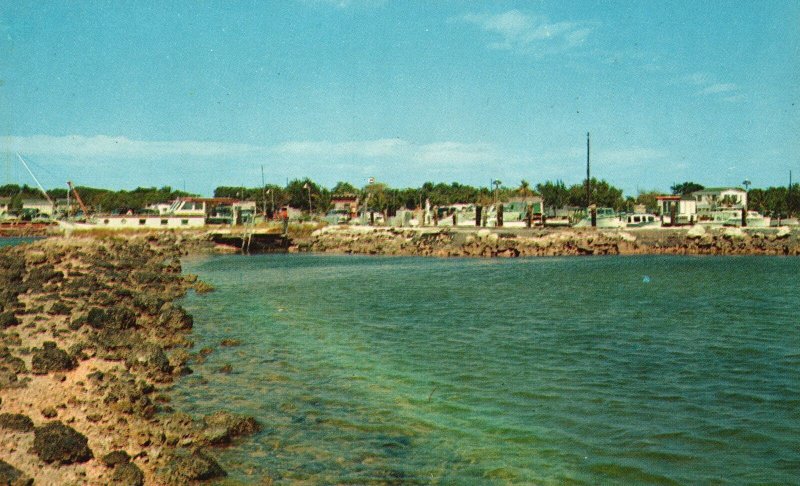 Vintage Postcard Rock Harbor Key Largo Overseas Highway Yacht Basin Florida Keys