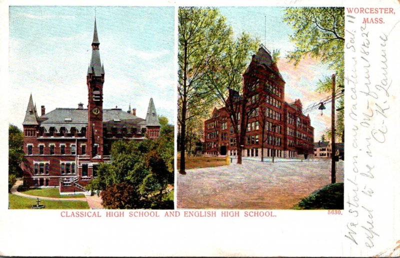 Massachusetts Worcester Classical High School and English High School 1906