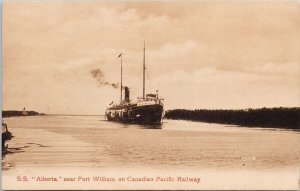 SS 'Alberta' Steamship Ship near Fort William Ontario ON Canada Postcard H48
