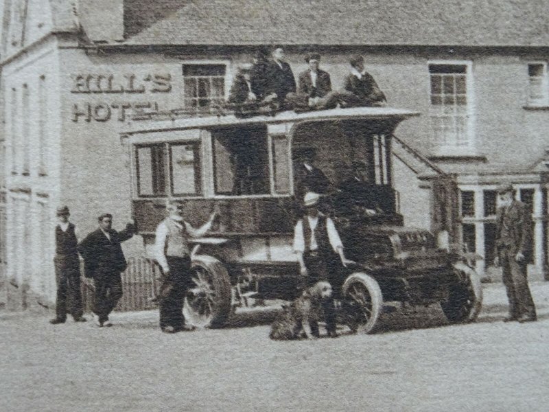 Cornwall AT THE LIZARD showing HILL'S HOTEL Old Car & Omnibus - Old Postcard