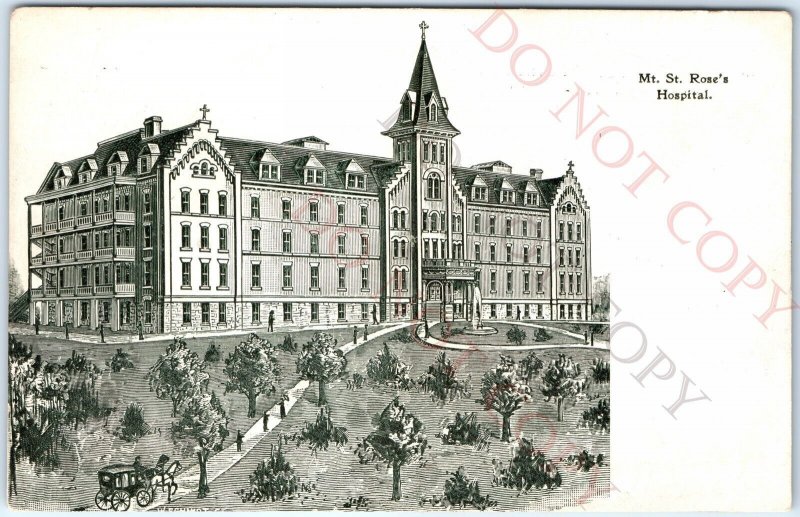 Rare Pre-1907 St. Louis MO Mt. St. Rose's Hospital Art Engraved A. Selige A153