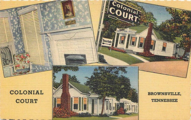 BROWNSVILLE TN Colonial Court Roadside Tennessee Vintage Postcard ca 1930s