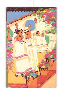 Mexico Art Vintage Postcard The Jarana From Yucatan