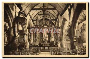 Postcard Old Finistere Lampaul Interior of church