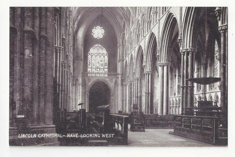 UK Lincoln Cathedral Nave Looking West Interior Queen Series TT&S Postcard