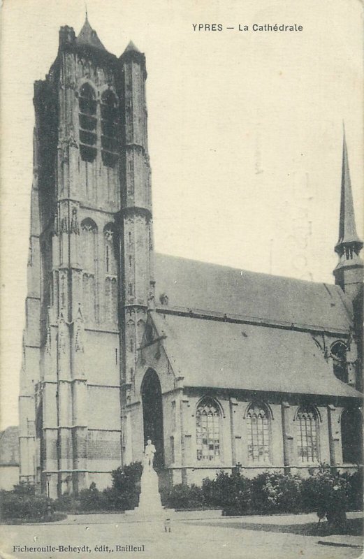 Postcard Belgium Ypres la cathedrale Ficheroulle Beheydt