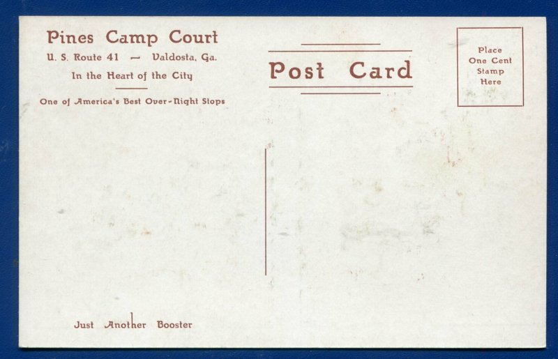 Pines Camp Court Valdosta Georgia ga US Route 41 old postcard