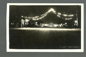 Grant NEBRASKA RPPC c1920s CHRISTMAS LIGHTS Main Street ELECTRIC nr Ogallala