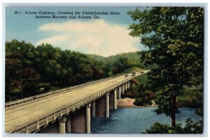 4 Lane Highway Crossing The Chattahooche River Cars Marietta Atlanta GA Postcard 