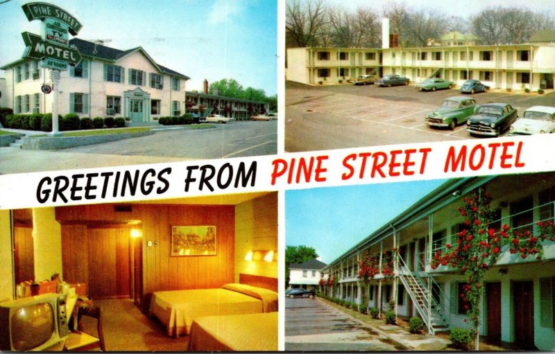 South Carolina Spartanburg Greetings From Pine Street Motel 1962