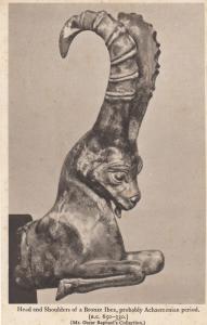 Head & Shoulders Of Bronze Head Ibex Achaemenian Sculpture Old Postcard
