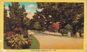 USA Lower Bridge Canadensis Pennsylvania Linen Postcard 07.55