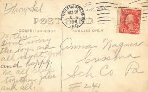 Fort Benjamin Harrison Indiana~WWI Army Post~YMCA No 2~Soldiers Out~1918 RPPC 