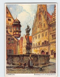 Postcard Georgsbrunnen, Rothenburg ob der Tauber, Germany