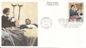 Confederate Nurse Phoebe Pember, FDC 1995 Gettysburg Cancel, Civil War Soldier