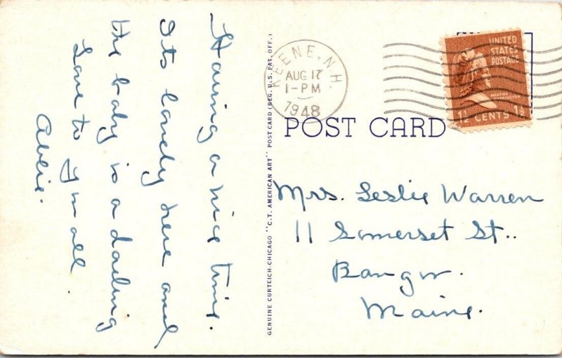 KEENE, NH New Hampshire  ELLIOT COMMUNITY HOSPITAL  Medical Center 1948 Postcard