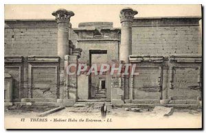 Old Postcard Egypt Egypt Thebes Medinet Habu Outdoor Court